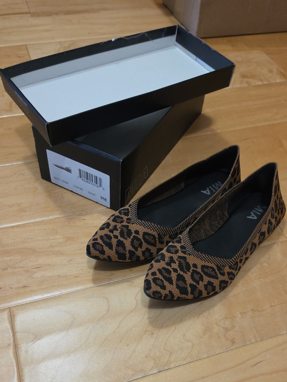 MIA Leopard-Print Pointed Ballet Flats - Brown & Black